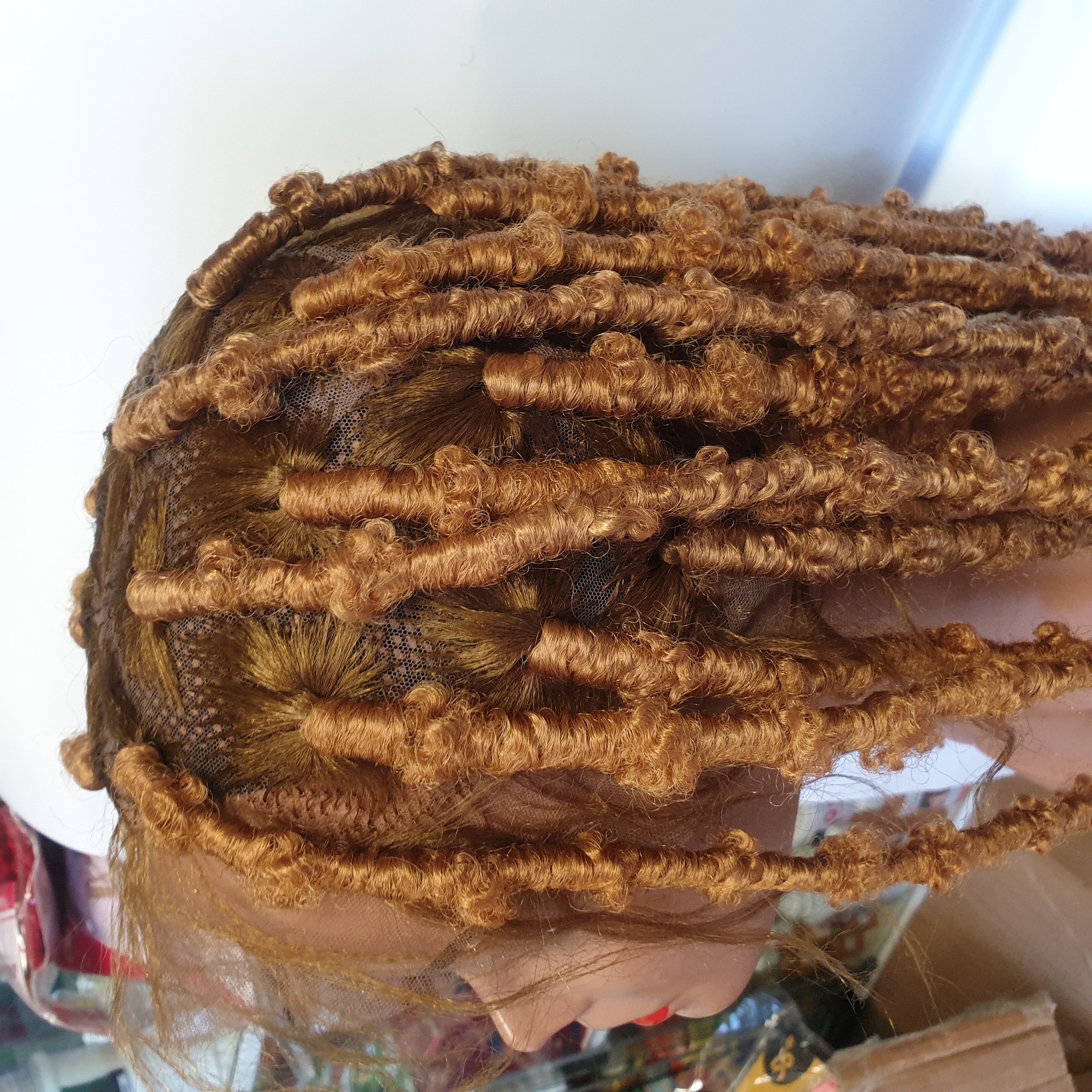 African Shop Near Me - Brown Twisted Braided Wig Hair Synthetic Hair 56inches