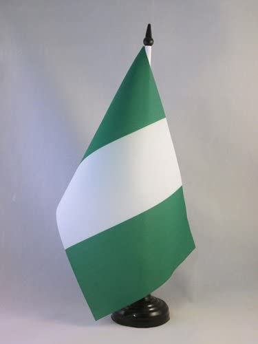 Nigeria flag 21 x 14 cm - nigerian table flag 5'' x 8''  - desk  flag, black plastic stick and base