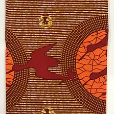 African Ankara Red, Orange & Brown 6 Yards Vip Fabric