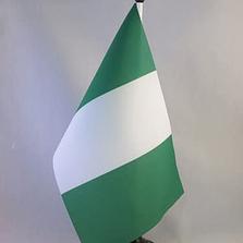 Nigeria Flag 21 X 14 Cm   Nigerian Table Flag 5'' X 8''    Desk  Flag, Black Plastic Stick And Base